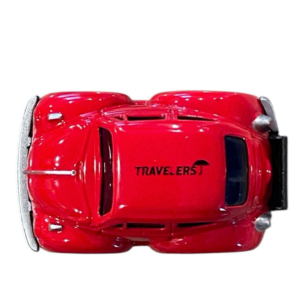Welly VW Beetle Travelers Insurance Model 92716 Red Diecast Pull Back Mini READ